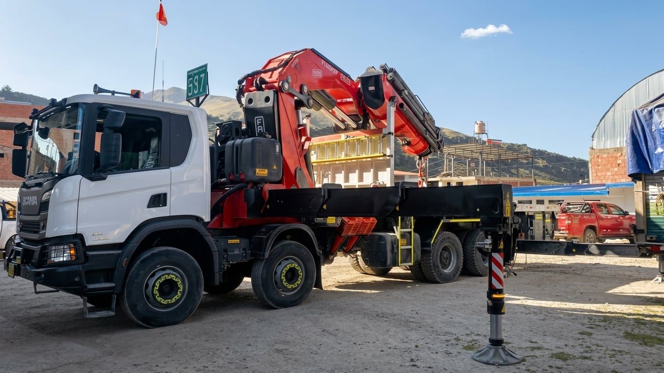 Camión grúa articulada en inspección